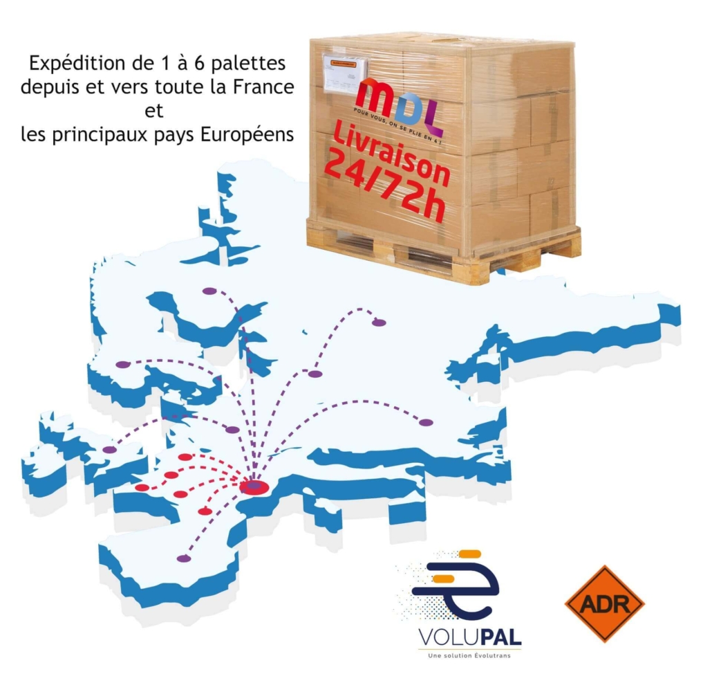 MDL Carte Europe couverture transport palette Volupal